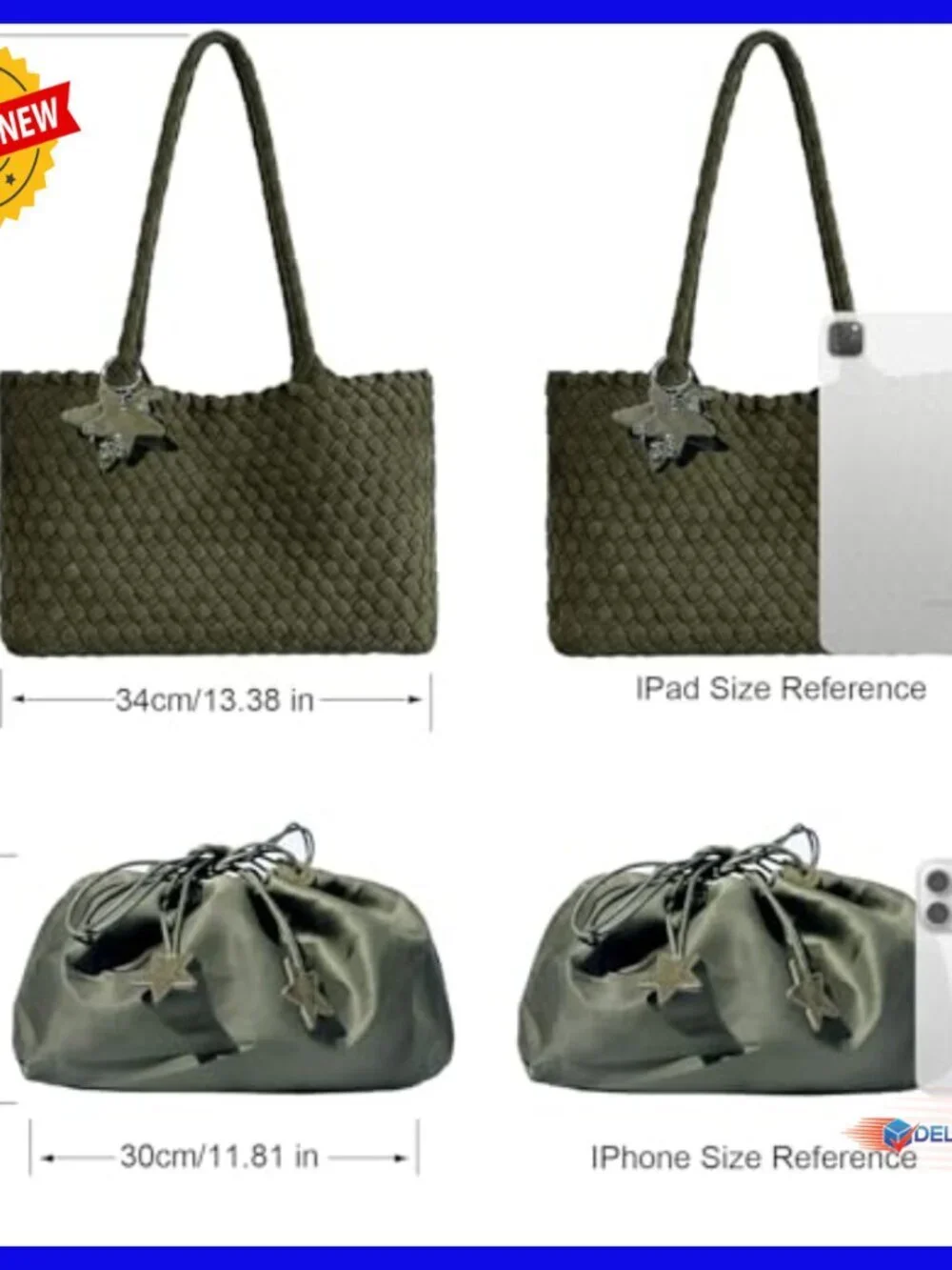 Large Woven Vegan Leather Hobo Tote Shoulder Bag with Clutch